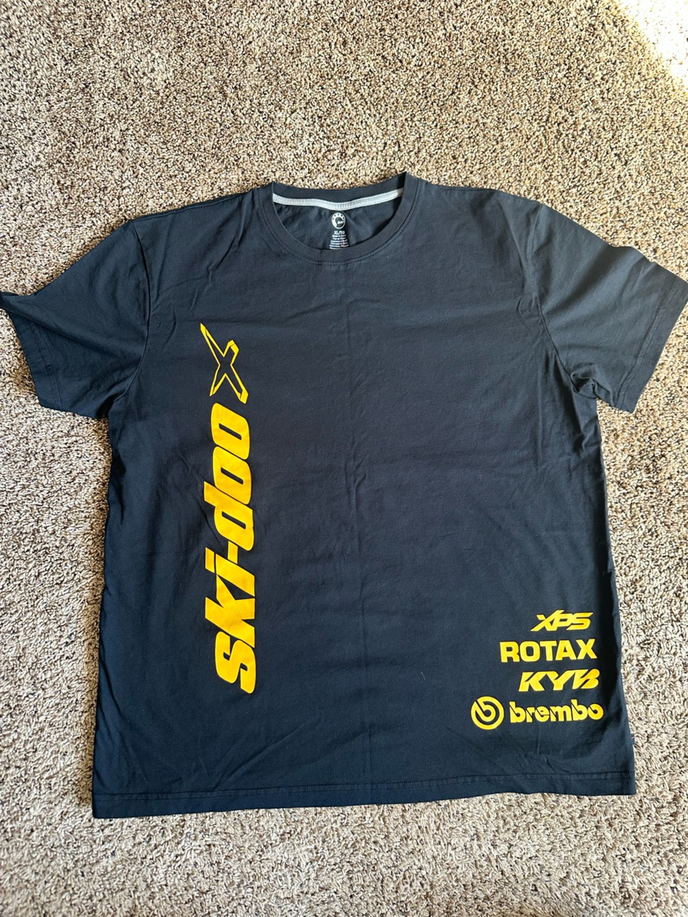 Banana Republic Black Tee with Yellow Ski-Doo Logos